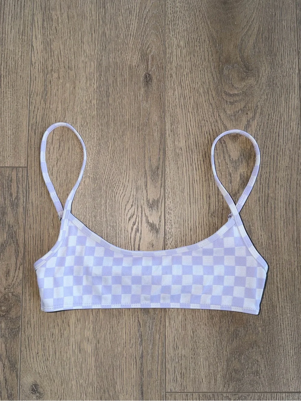 Frankie’s Bikinis Purple Checkered Bikini Top